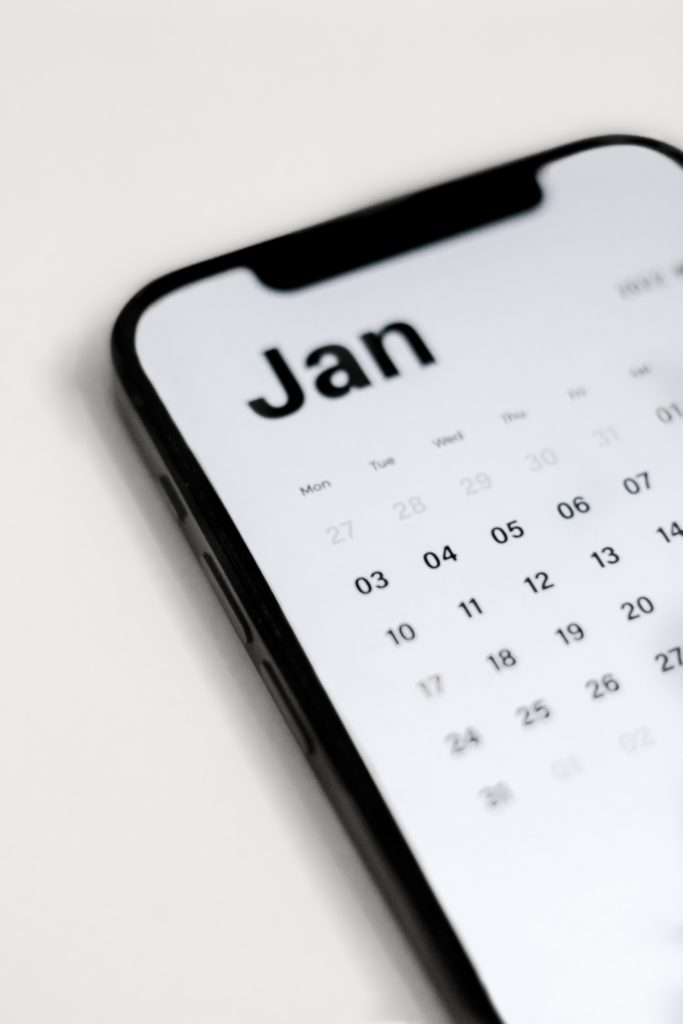 January calendar on mobile phone for patient self scheduling software