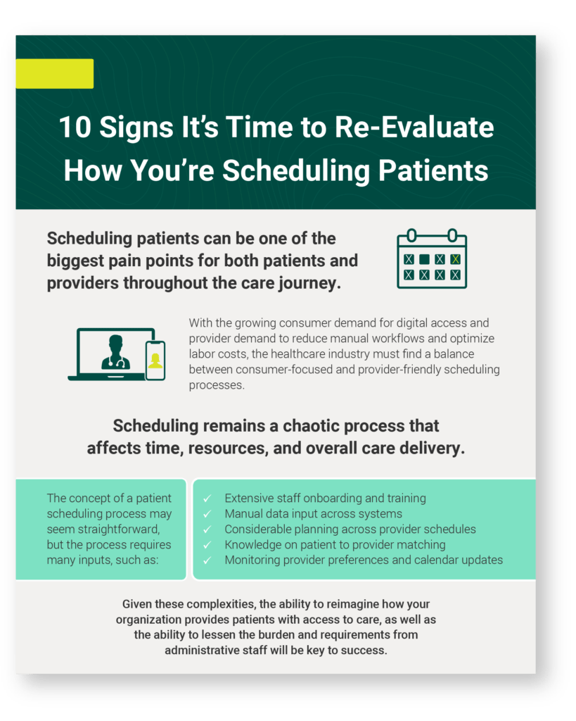 10 signs it's time to re-evaluate how you're scheduling patients infographic page