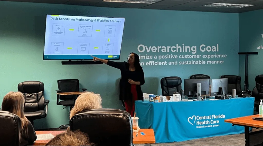 woman describing the Dash digital patient platform
