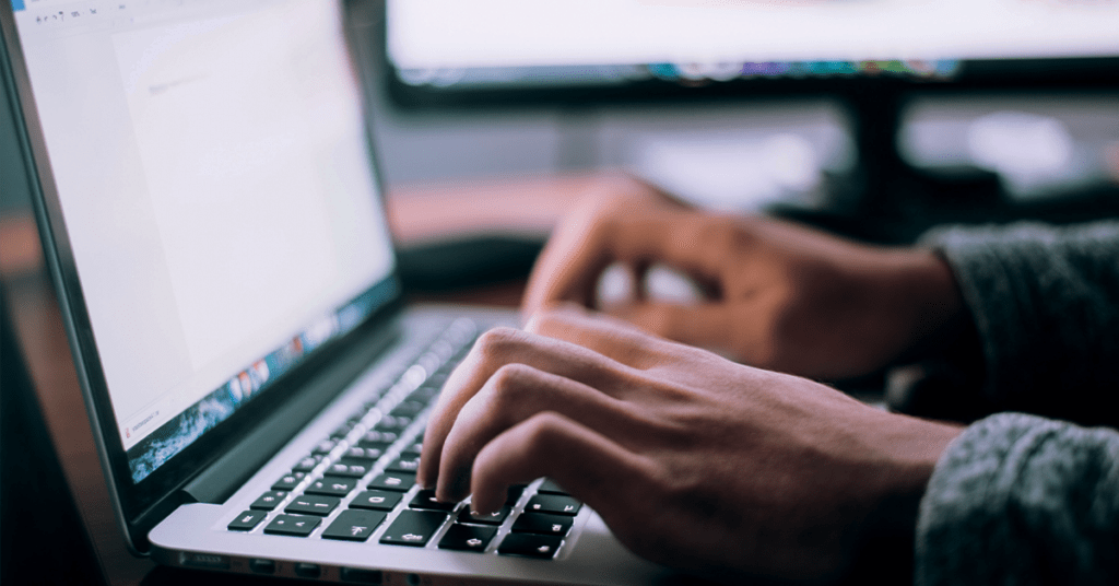 healthcare patient using chat software on laptop