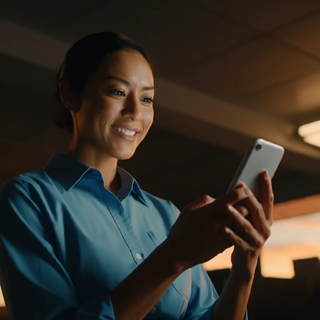 woman using mobile patient EHR chat software integration on mobile device