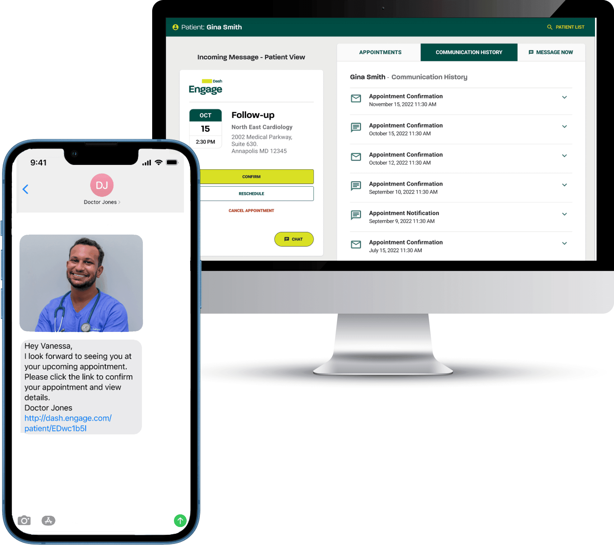 mobile phone and computer monitor displaying online patient chat software