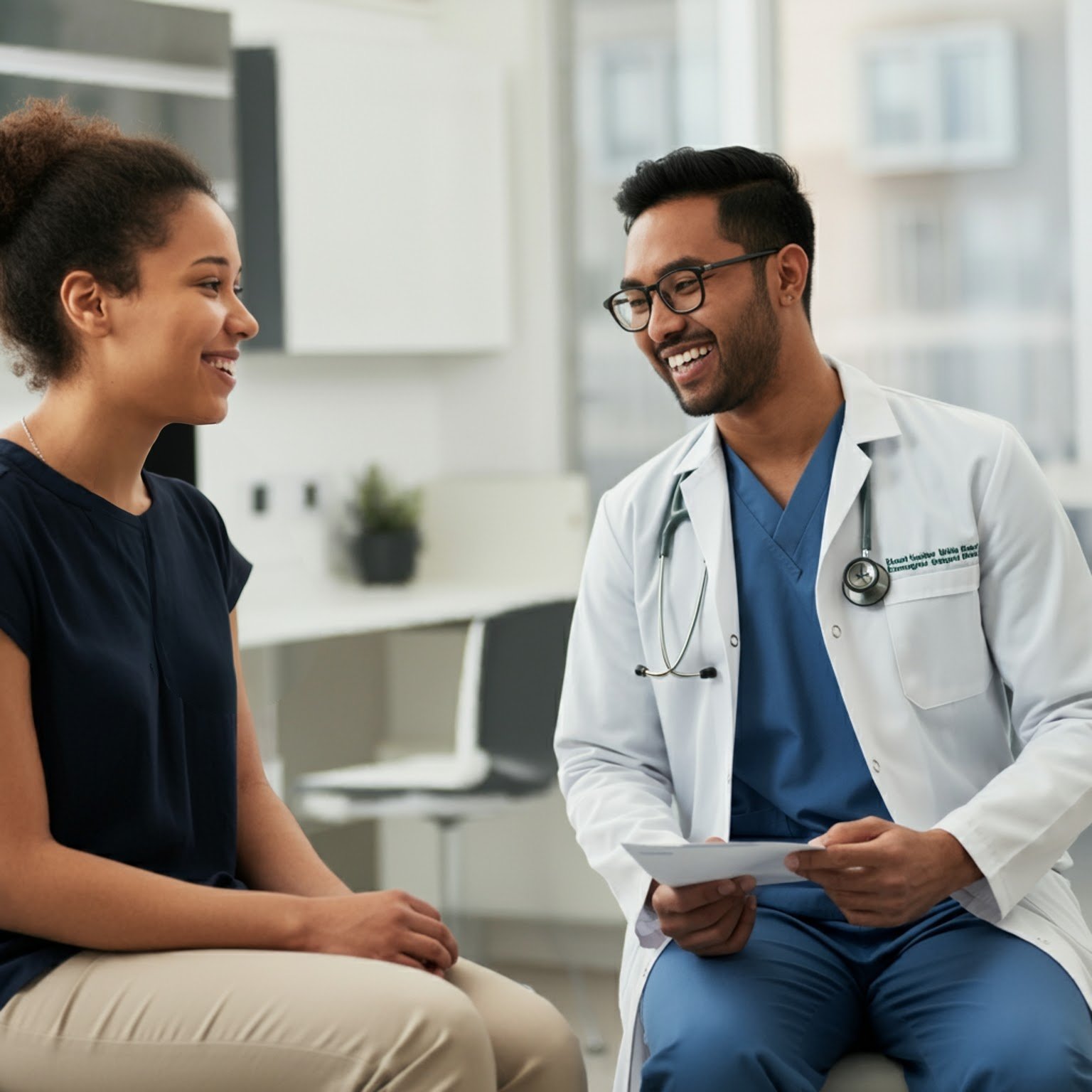 patient and physician engaged in conversation