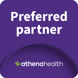 Relatient Preferred Partner athenahealth logo purple background with white text