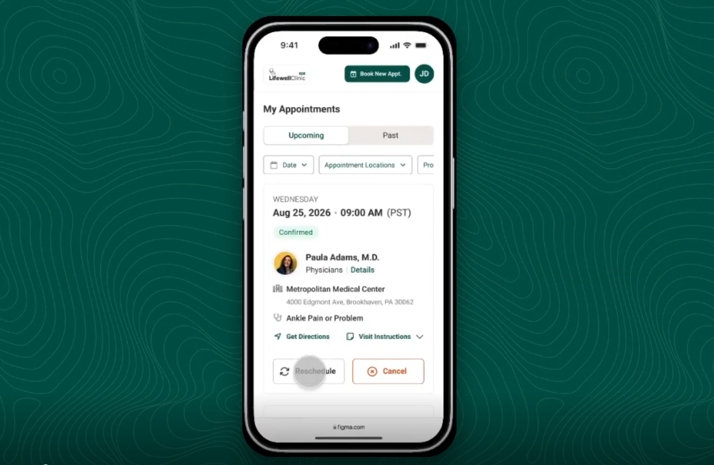 image of mobile phone with Dash Self appointment management illustration